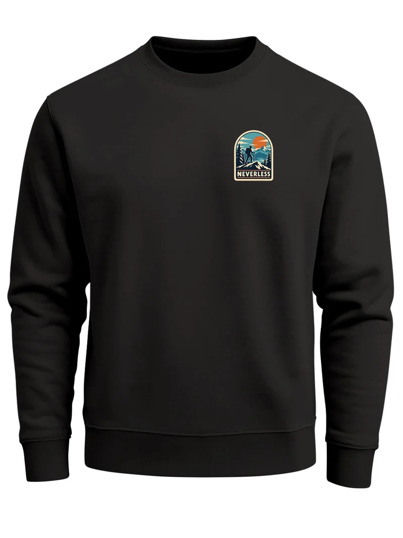 Herren Sweatshirt Mountain Brustprint Regular Fit