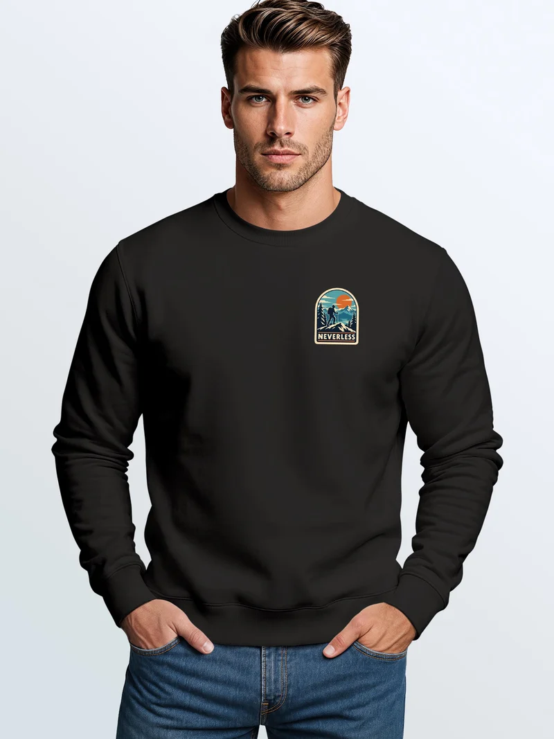 Herren Sweatshirt Mountain Brustprint Regular Fit