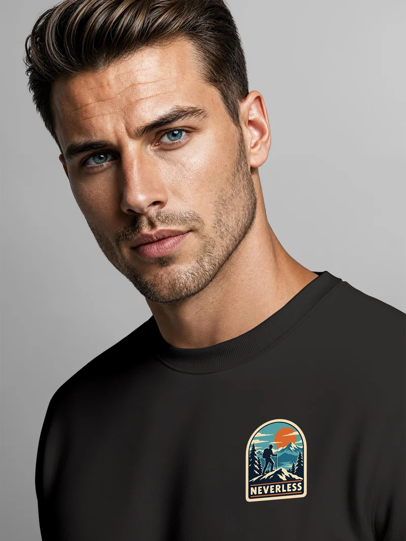 Herren Sweatshirt Mountain Brustprint Regular Fit