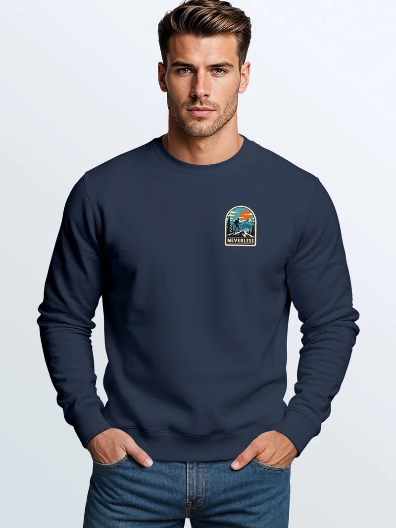 Herren Sweatshirt Mountain Brustprint Regular Fit