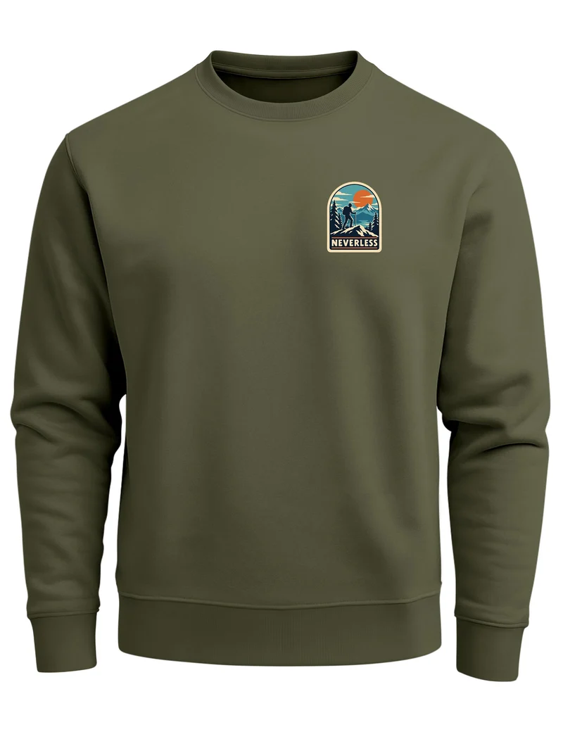 Herren Sweatshirt Mountain Brustprint Regular Fit