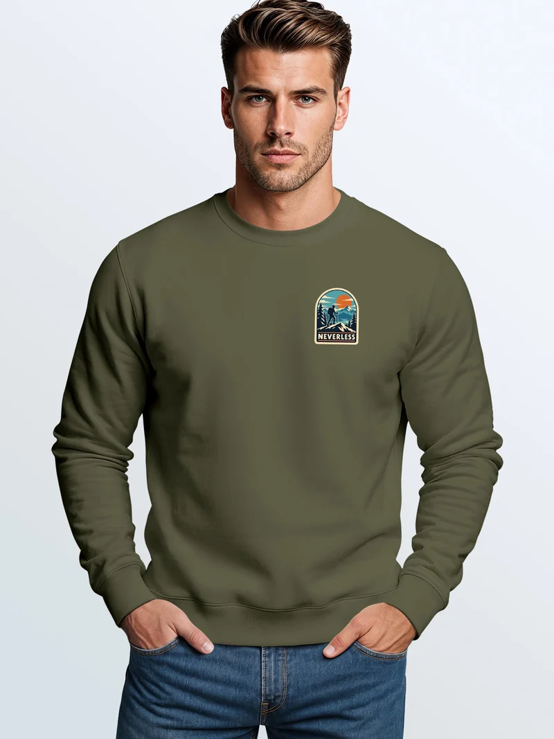 Herren Sweatshirt Mountain Brustprint Regular Fit