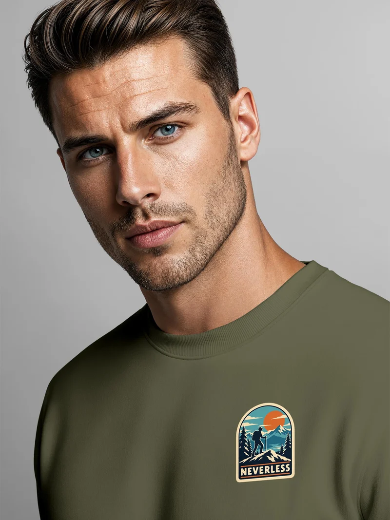 Herren Sweatshirt Mountain Brustprint Regular Fit