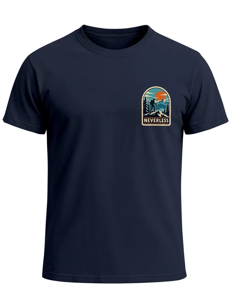 Herren T-Shirt Outdoor Hiking Badge Brustprint Slim Fit