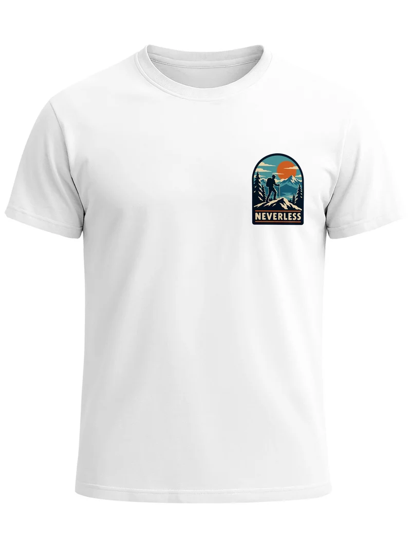 Herren T-Shirt Outdoor Hiking Badge Brustprint Slim Fit