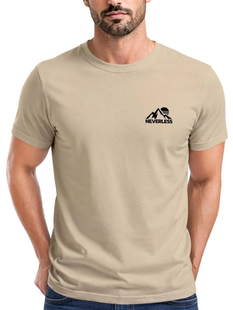 Herren T-Shirt Outdoor Mountain Logo Brustprint Slim Fit