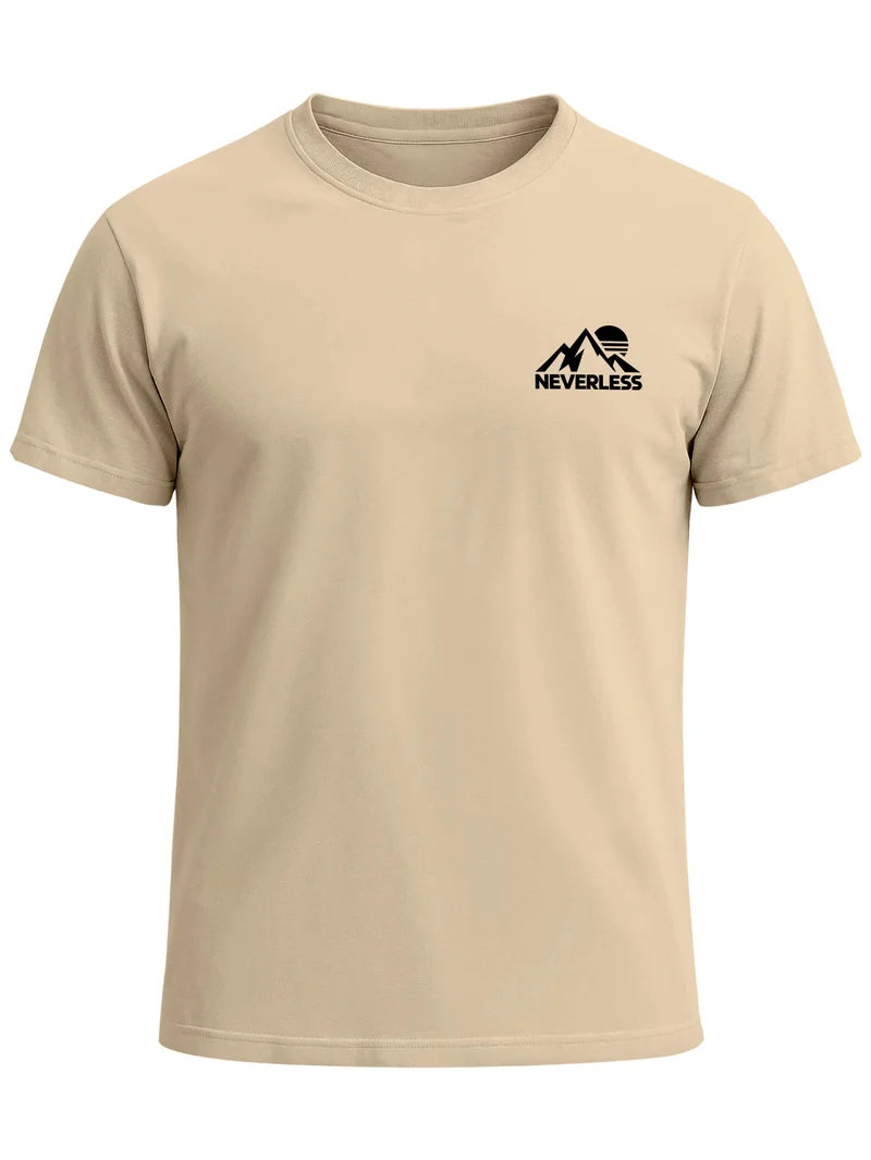 Herren T-Shirt Outdoor Mountain Logo Brustprint Slim Fit