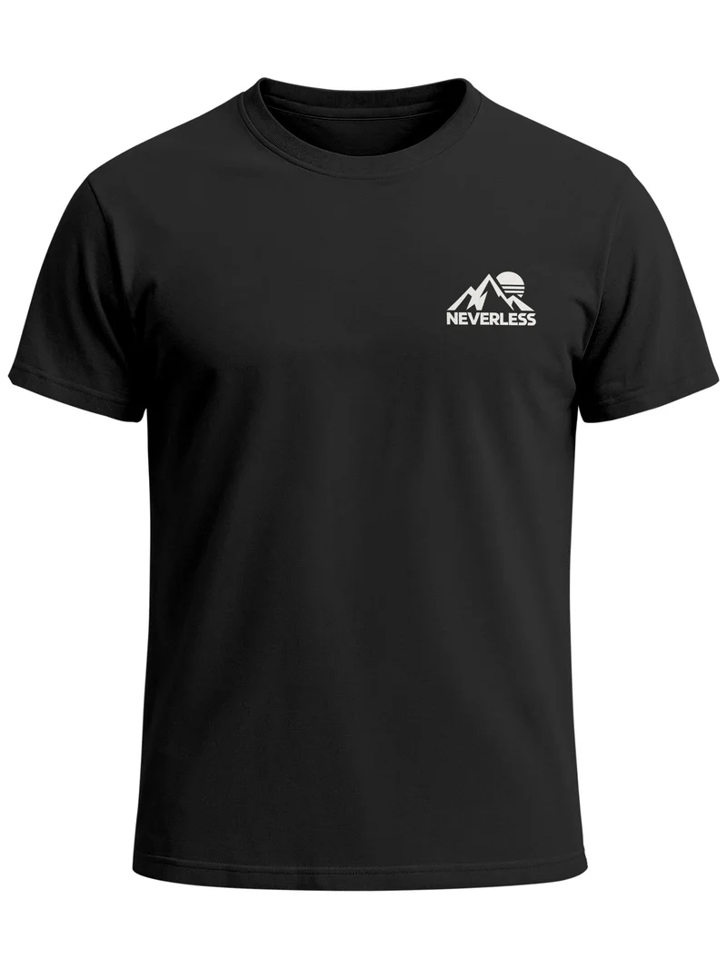Herren T-Shirt Outdoor Mountain Logo Brustprint Slim Fit