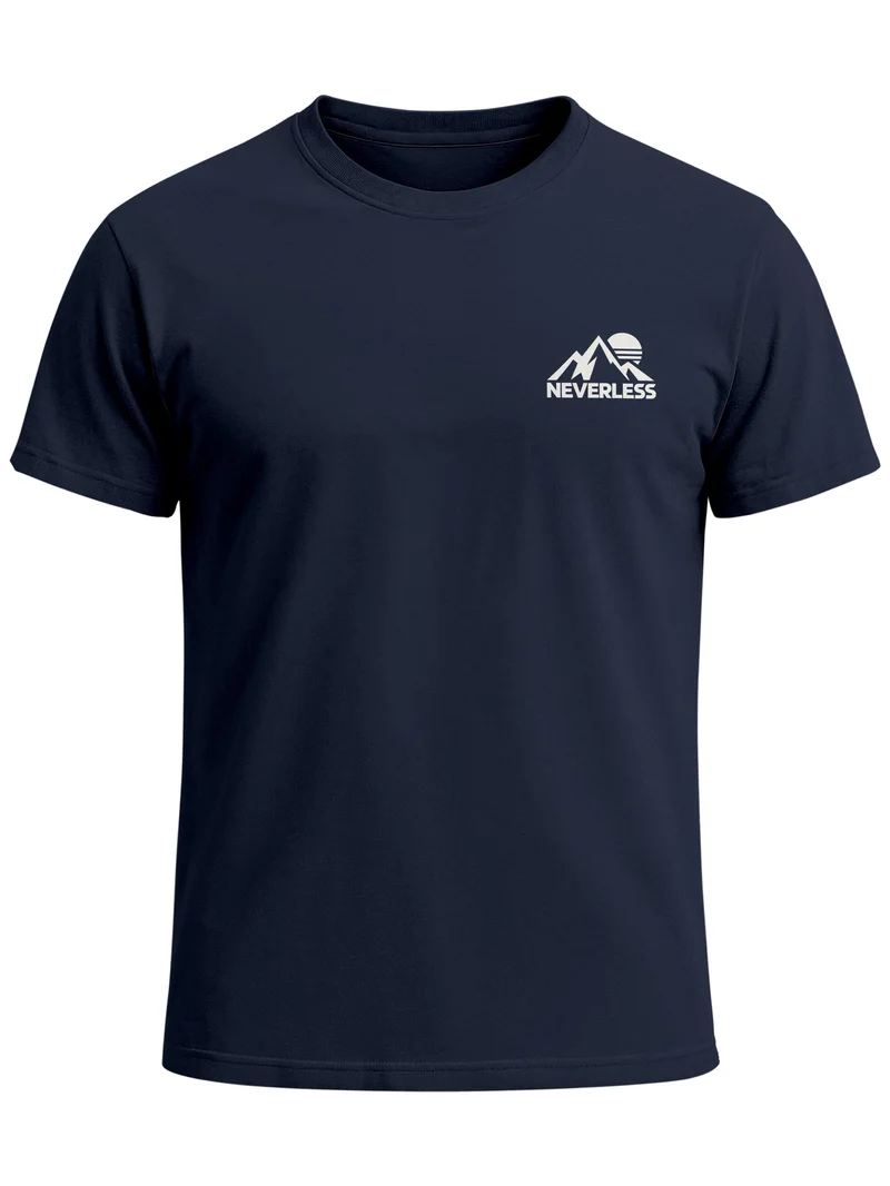 Herren T-Shirt Outdoor Mountain Logo Brustprint Slim Fit