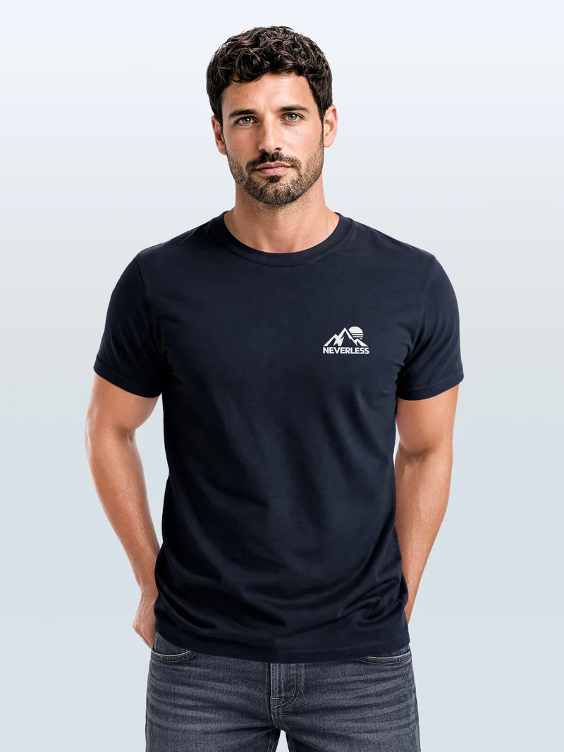 Herren T-Shirt Outdoor Mountain Logo Brustprint Slim Fit