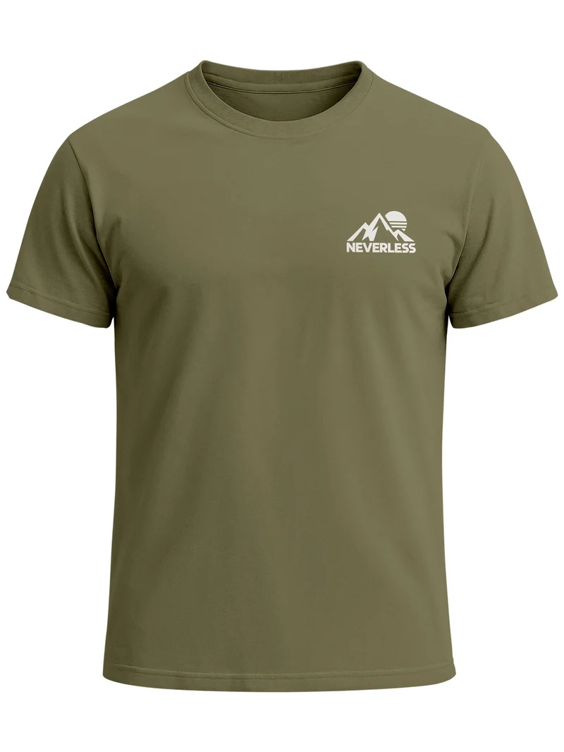 Herren T-Shirt Outdoor Mountain Logo Brustprint Slim Fit