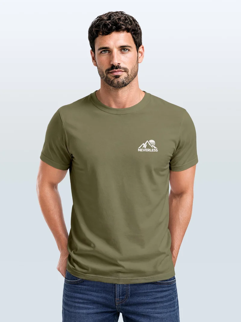 Herren T-Shirt Outdoor Mountain Logo Brustprint Slim Fit