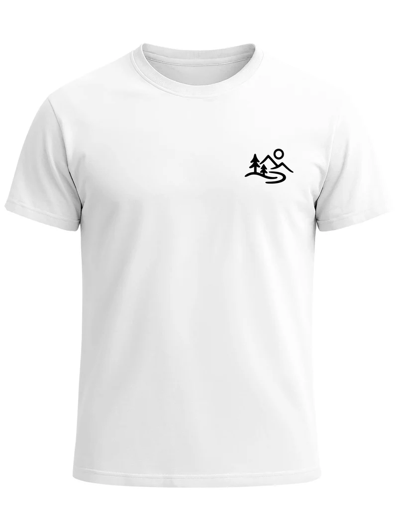 Herren T-Shirt Mountain Nature Brustprint Slim Fit
