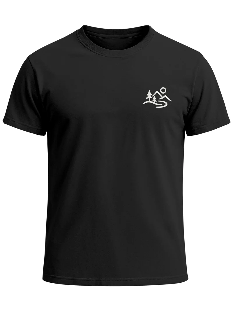 Herren T-Shirt Mountain Nature Brustprint Slim Fit