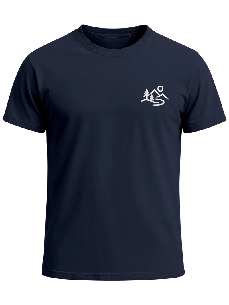 Herren T-Shirt Mountain Nature Brustprint Slim Fit