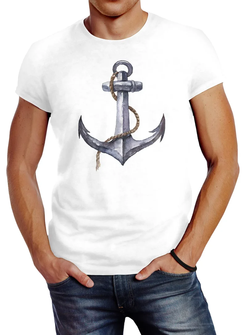 Herren T-Shirt Anker Anchor Slim Fit