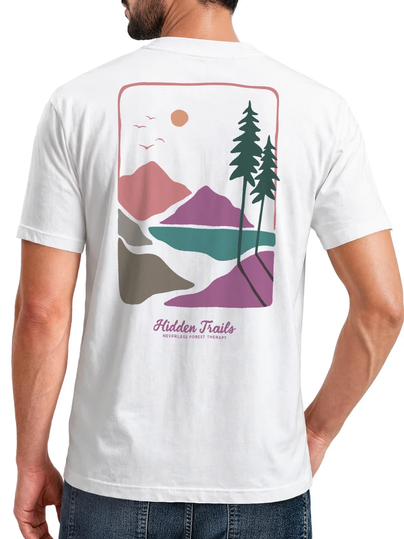 Herren T-Shirt Backprint - Forest Therapy - Baumwollshirt Streetstyle Slim Fit