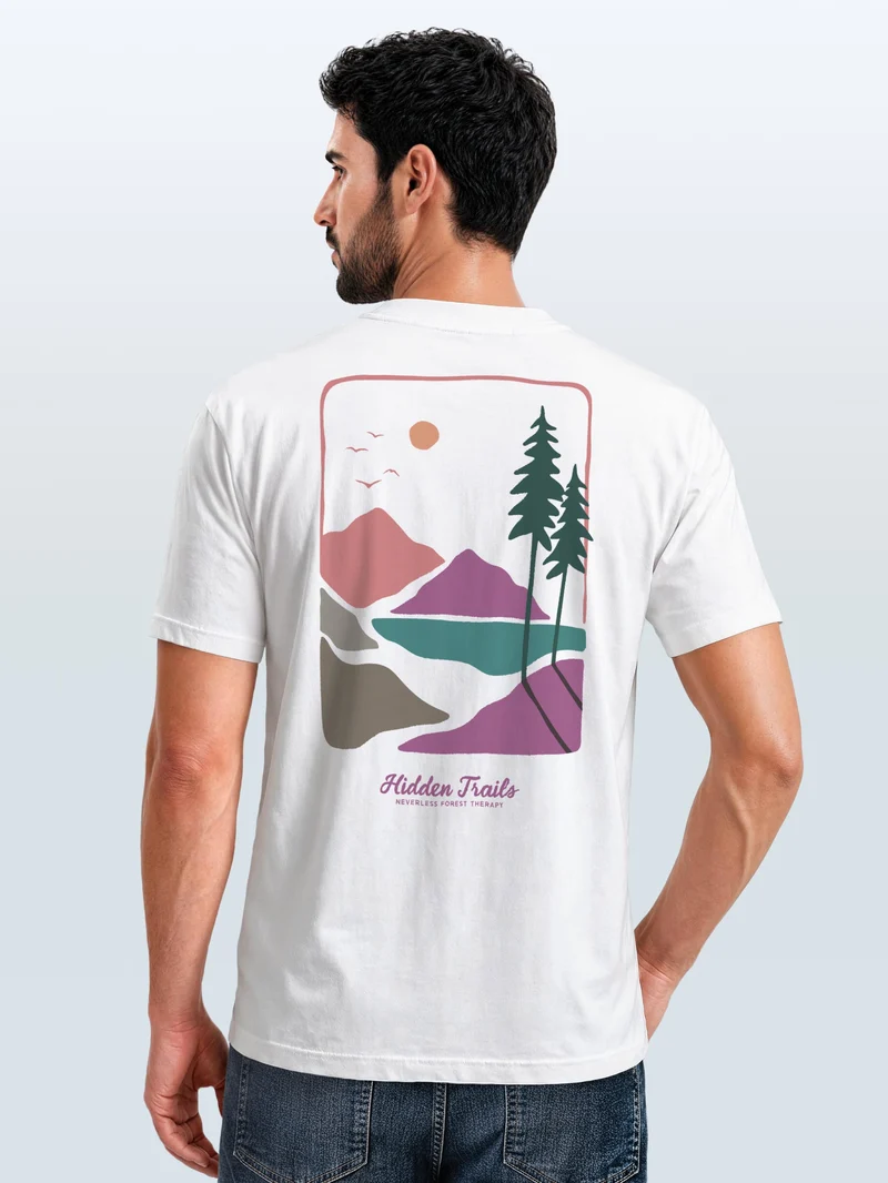 Herren T-Shirt Backprint - Forest Therapy - Baumwollshirt Streetstyle Slim Fit