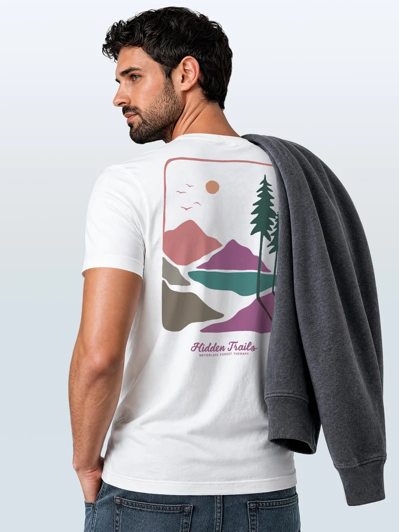 Herren T-Shirt Backprint - Forest Therapy - Baumwollshirt Streetstyle Slim Fit
