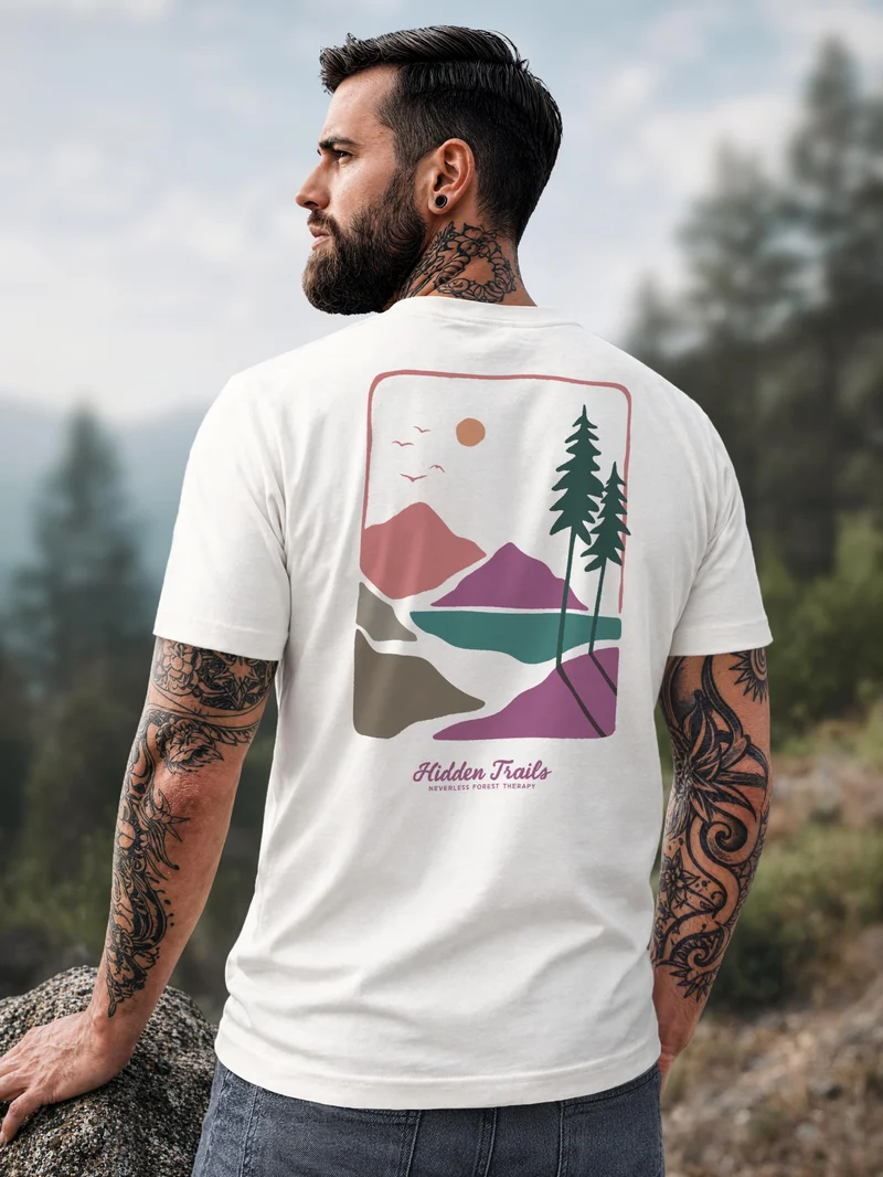 Herren T-Shirt Backprint - Forest Therapy - Baumwollshirt Streetstyle Slim Fit