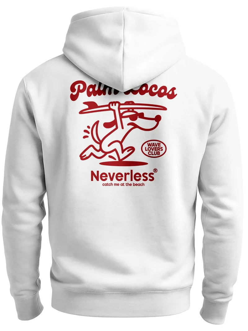 Herren Sweatjacke Backprint Surfing Dog Cartoon Style Zipjacke Zip-Hoodie Männer Fashion Streetstyle