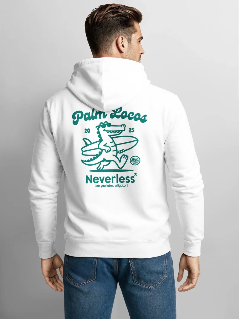 Herren Sweatjacke Backprint Krokodil mit Surfbrett Zipjacke Zip-Hoodie Männer Fashion Streetstyle