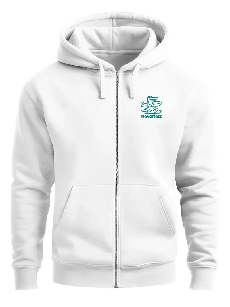 Herren Sweatjacke Backprint Krokodil mit Surfbrett Zipjacke Zip-Hoodie Männer Fashion Streetstyle