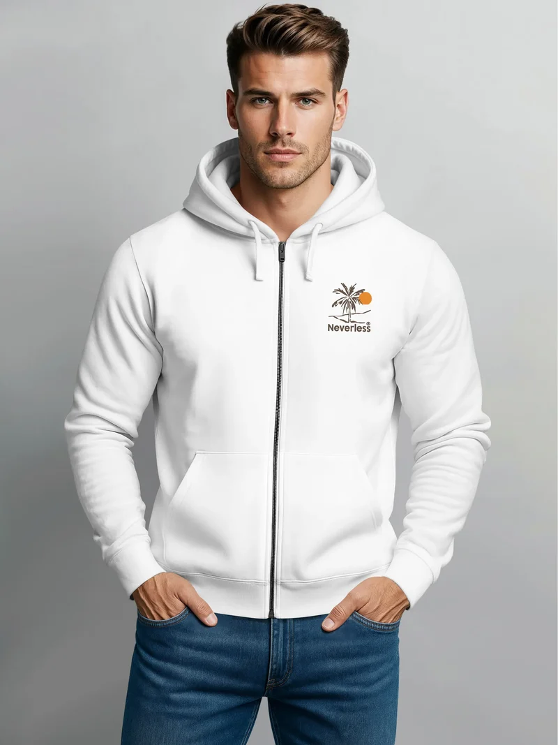 Herren Sweatjacke Backprint Palme Graphic Design Zipjacke Zip-Hoodie Männer Fashion Streetstyle