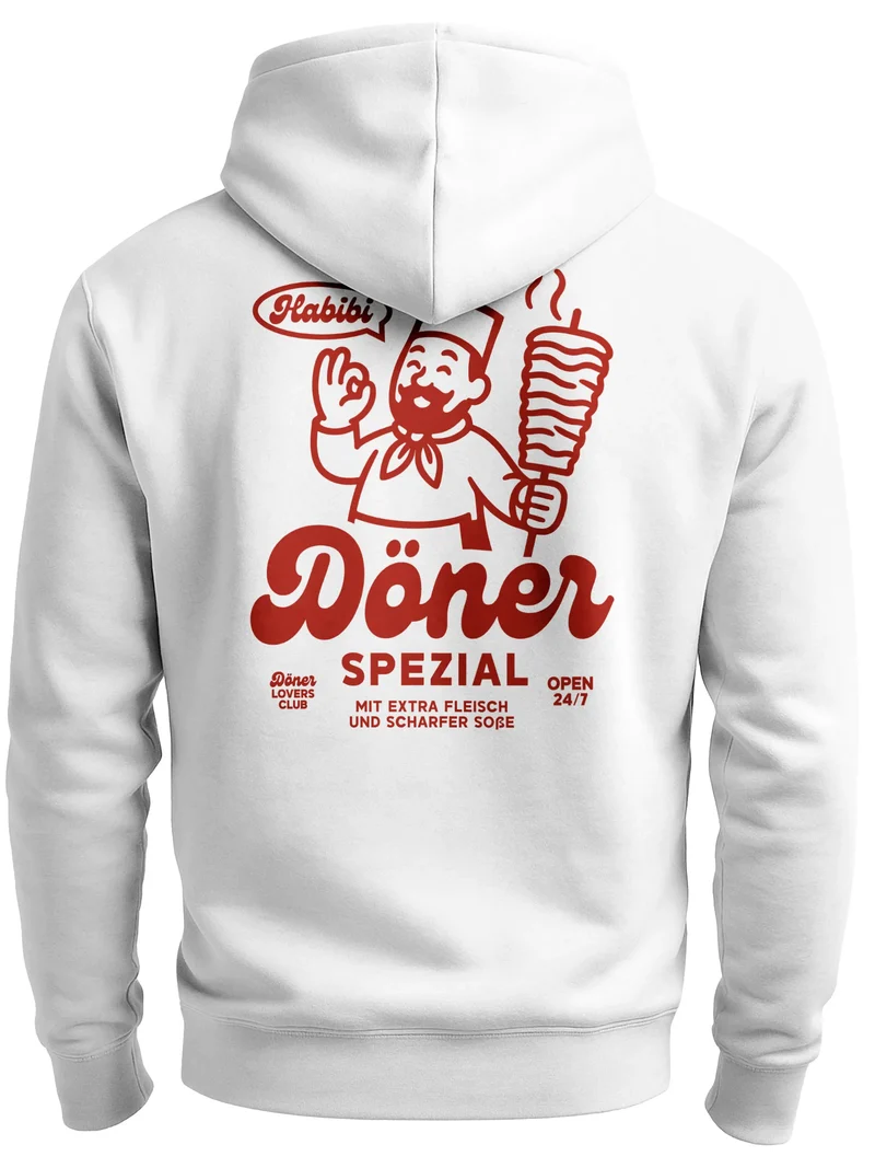 Herren Sweatjacke Backprint Foodie Döner Spezial Aufdruck Zipjacke Zip-Hoodie Männer Fashion Streetstyle