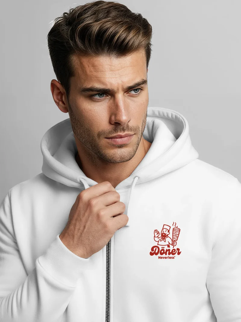 Herren Sweatjacke Backprint Foodie Döner Spezial Aufdruck Zipjacke Zip-Hoodie Männer Fashion Streetstyle