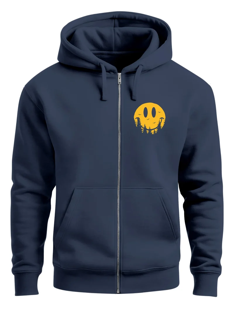 Herren Sweatjacke mit Kapuze Print Aufdruck Motiv Zipjacke Zip-Hoodie Männer Fashion Streetstyle