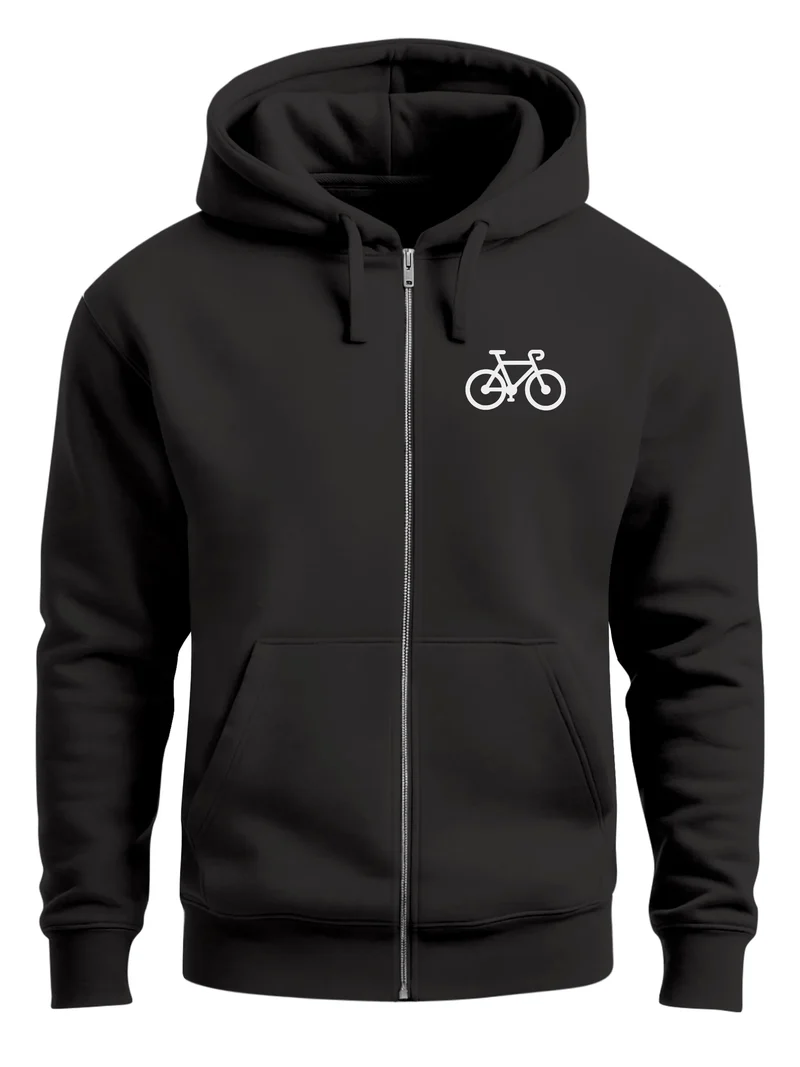 Herren Sweatjacke mit Kapuze Fahrrad Logo Print Motiv Zipjacke Zip-Hoodie Männer Fashion Streetstyle