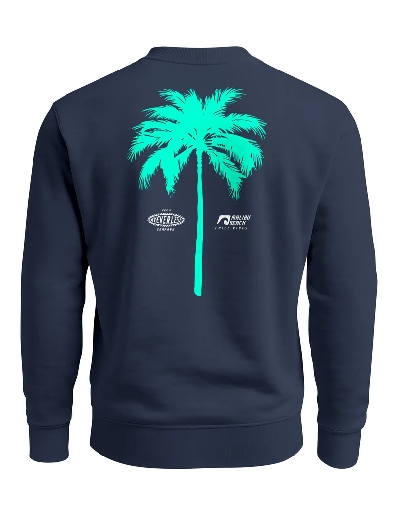 Sweatshirt Herren Pullover mit Backprint Palme Graphic Pullover Fashion Streetwear
