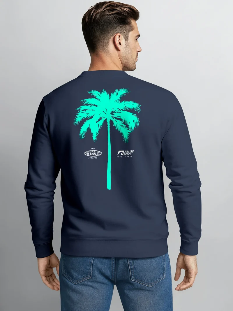 Sweatshirt Herren Pullover mit Backprint Palme Graphic Pullover Fashion Streetwear