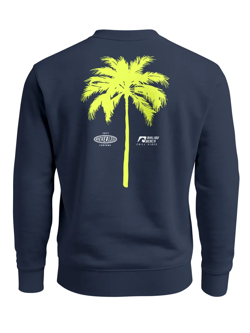 Sweatshirt Herren Pullover mit Backprint Palme Graphic Pullover Fashion Streetwear