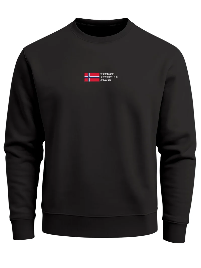 Sweatshirt Herren Pullover mit Backprint Norway Explorer Norwegenkarte Scandinavian Outdoor Style Fashion Streetwear
