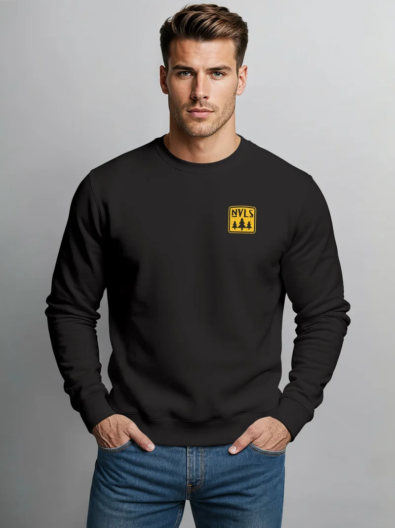 Sweatshirt Herren Pullover mit Backprint Think Outside Outdoor Backprint mit Zeltmotiv Adventure Streetwear Fashion