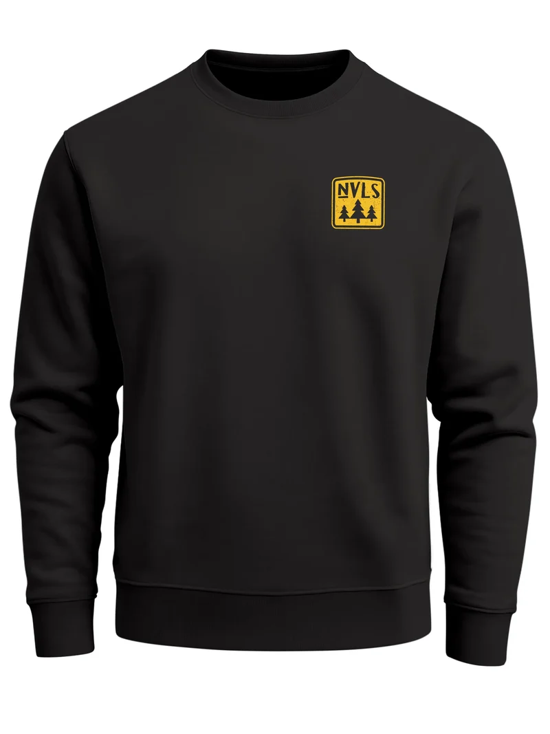 Sweatshirt Herren Pullover mit Backprint Think Outside Outdoor Backprint mit Zeltmotiv Adventure Streetwear Fashion