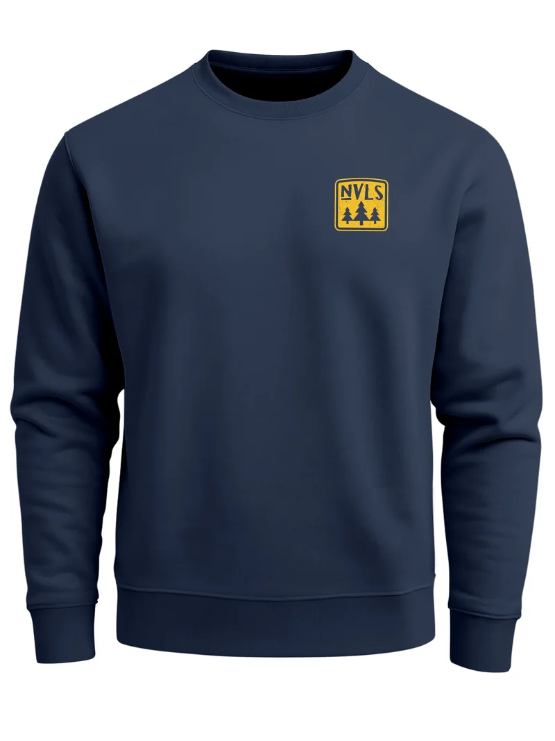 Sweatshirt Herren Pullover mit Backprint Think Outside Outdoor Backprint mit Zeltmotiv Adventure Streetwear Fashion