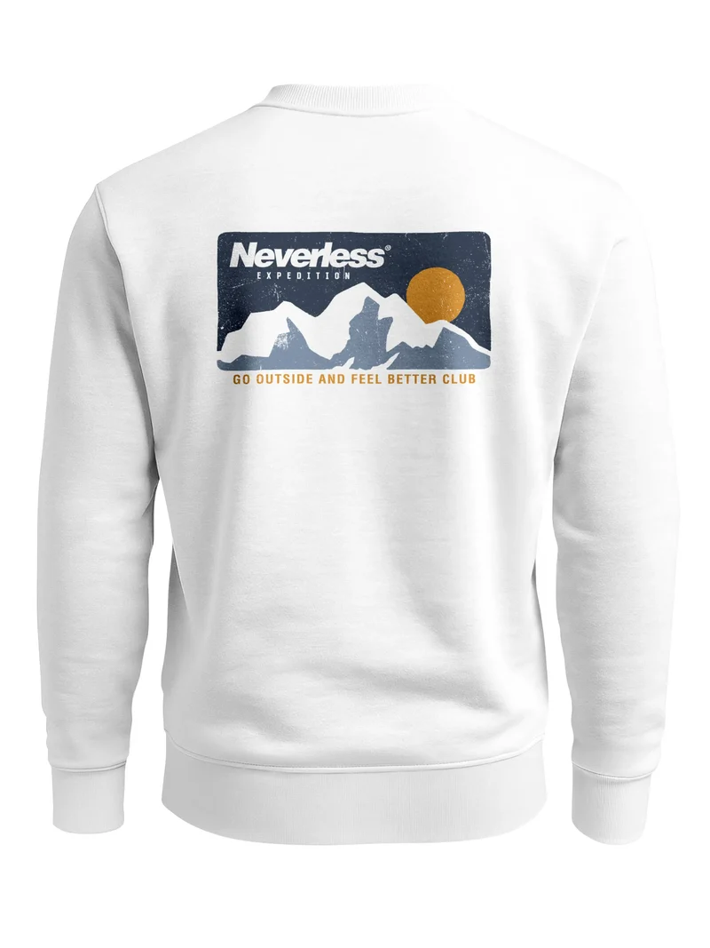 Sweatshirt Herren Pullover mit Outdoor Backprint Bergmotiv Nature Streetwear Adventure Style