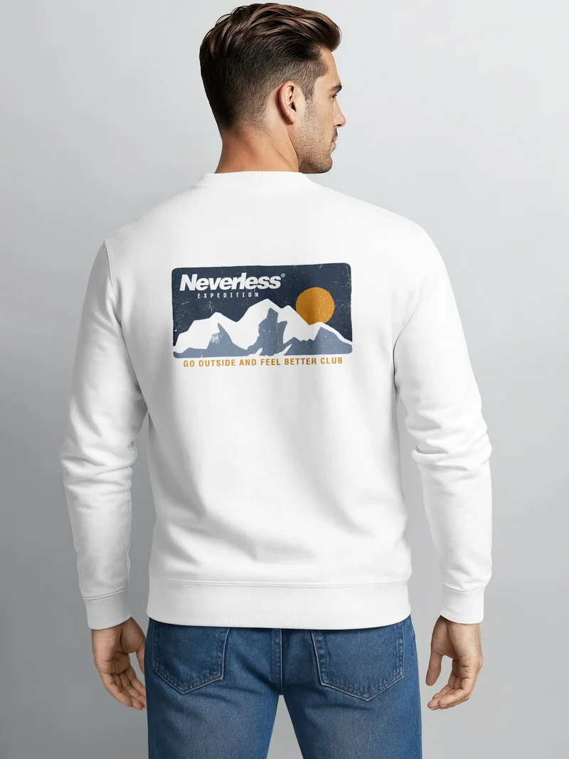 Sweatshirt Herren Pullover mit Outdoor Backprint Bergmotiv Nature Streetwear Adventure Style