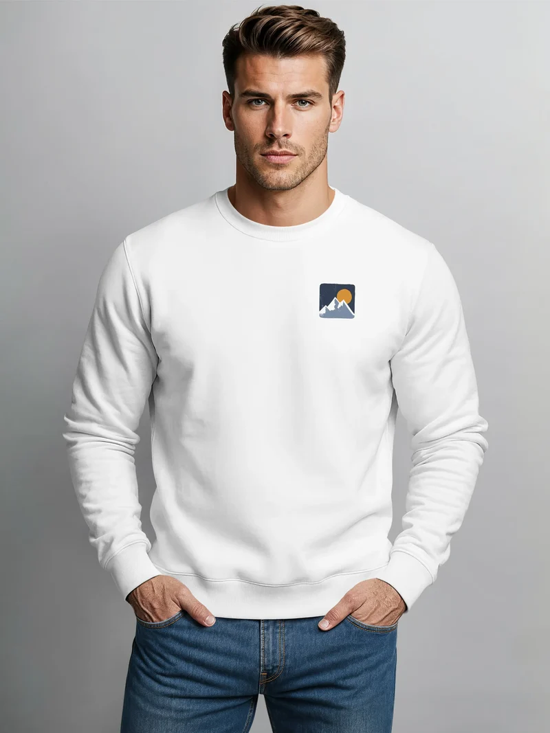 Sweatshirt Herren Pullover mit Outdoor Backprint Bergmotiv Nature Streetwear Adventure Style