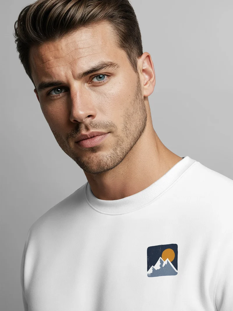 Sweatshirt Herren Pullover mit Outdoor Backprint Bergmotiv Nature Streetwear Adventure Style