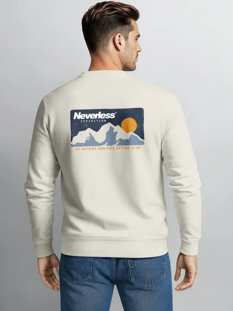 Sweatshirt Herren Pullover mit Outdoor Backprint Bergmotiv Nature Streetwear Adventure Style