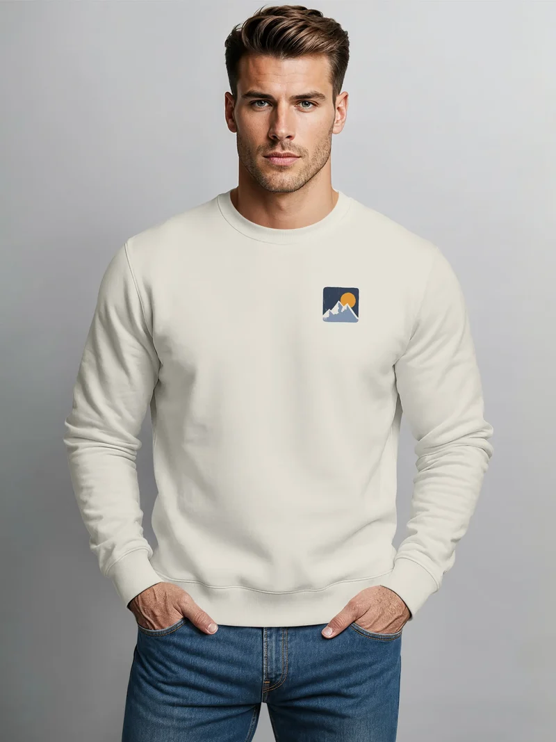 Sweatshirt Herren Pullover mit Outdoor Backprint Bergmotiv Nature Streetwear Adventure Style