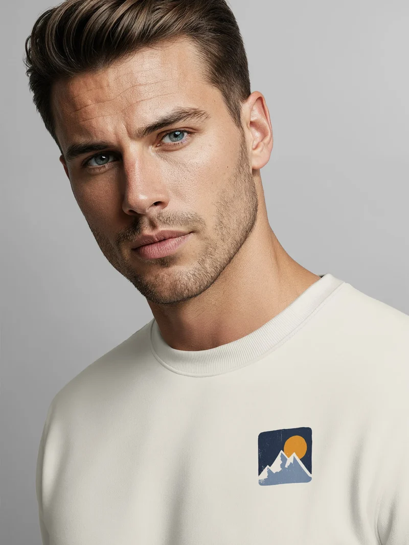 Sweatshirt Herren Pullover mit Outdoor Backprint Bergmotiv Nature Streetwear Adventure Style