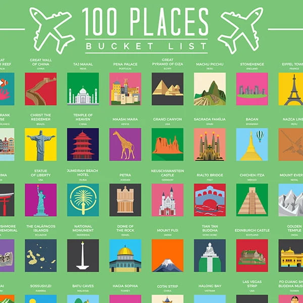 Rubbel-Poster "100 Places - Bucket List"