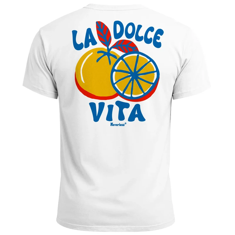 Herren T-Shirt La Dolce Vita | Sommer Grafikshirt mit Zitrusfrucht Retro Print | Italien Lifestyle Design Printshirt Kurzarm Baumwolle