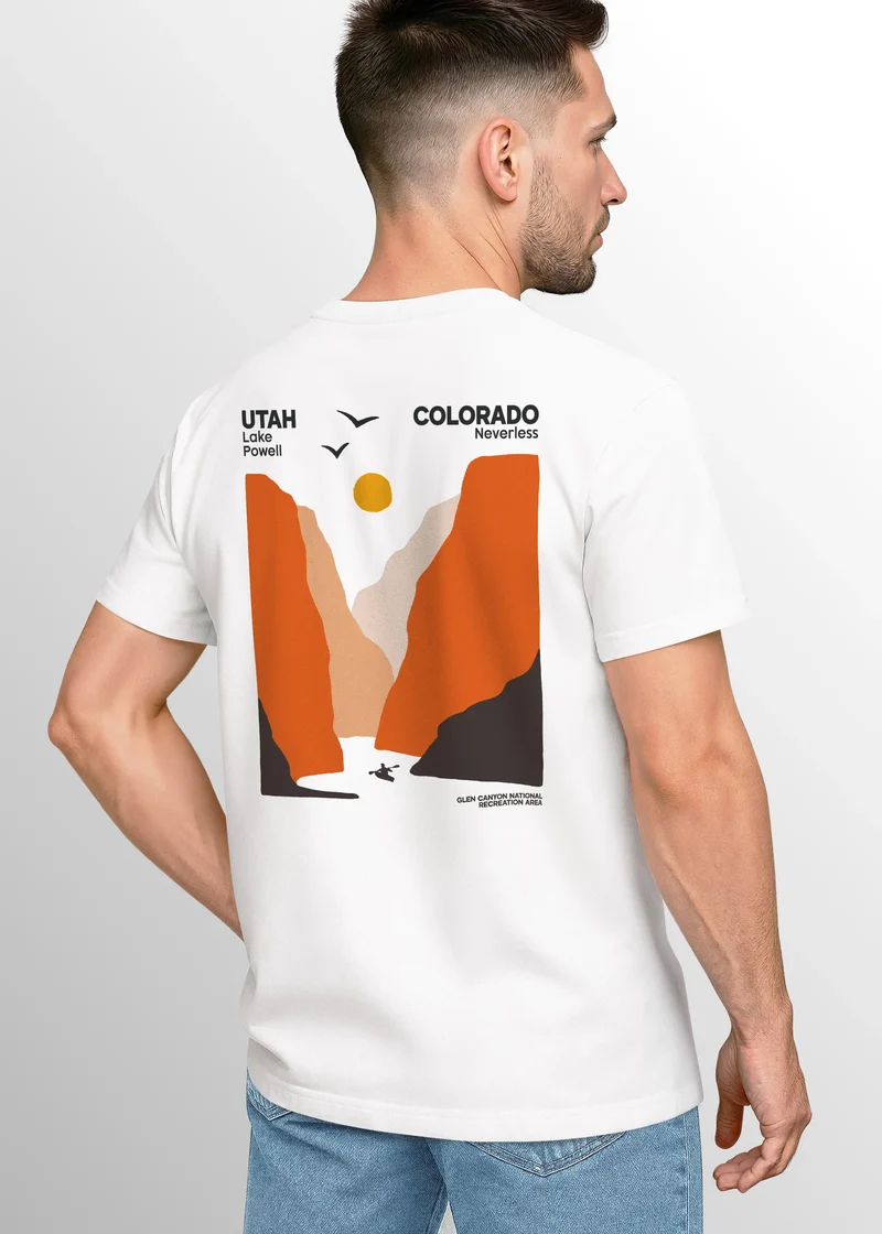 Herren T-Shirt Lake Powell Retro Outdoor Shirt mit Utah Colorado Canyon Print Natur Grafikshirt Fashion Streetstyle