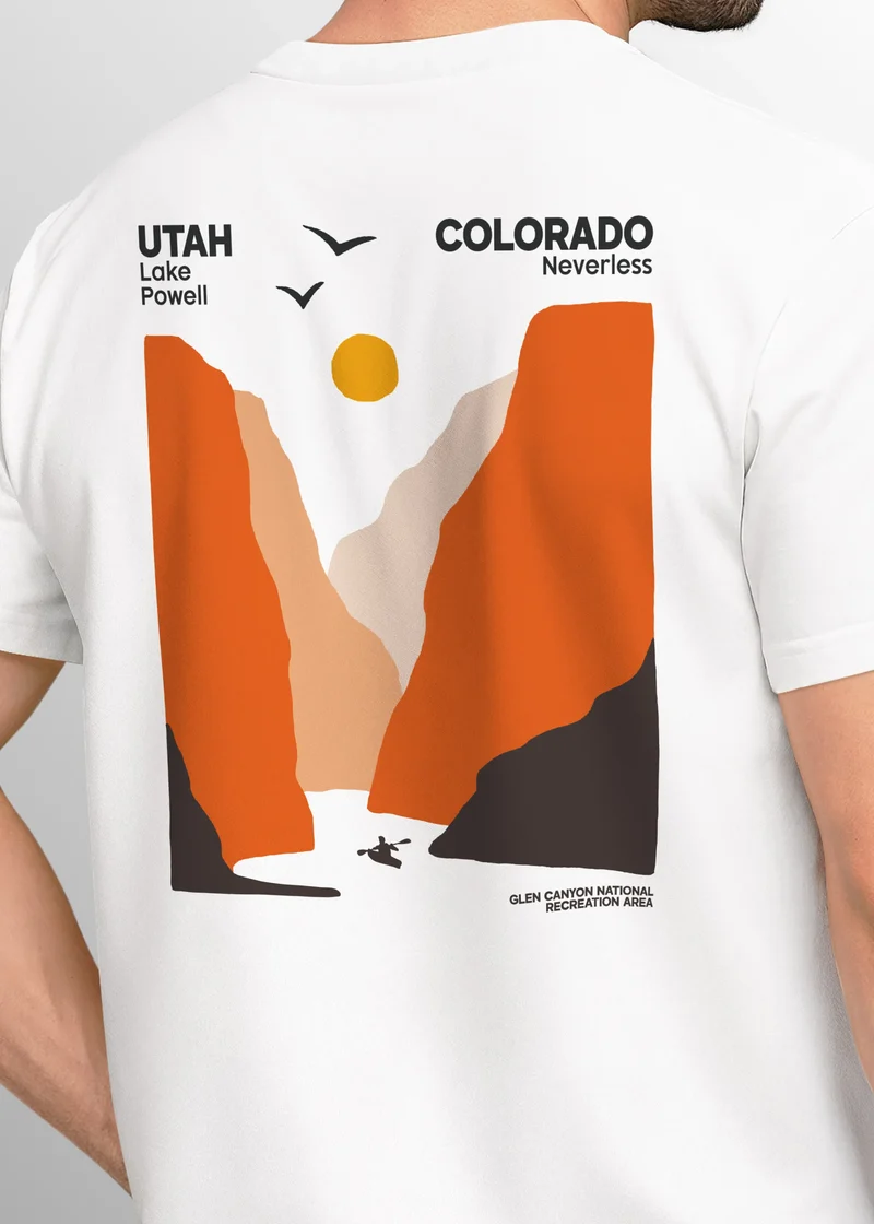 Herren T-Shirt Lake Powell Retro Outdoor Shirt mit Utah Colorado Canyon Print Natur Grafikshirt Fashion Streetstyle